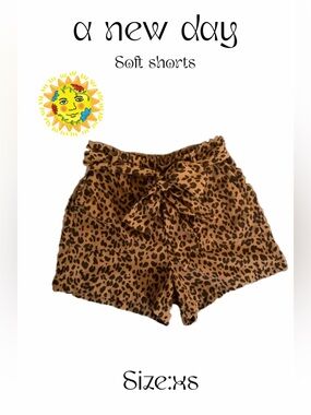 a new day Leopard Print Tie-Waist Shorts - Tan/Black